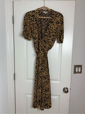 ganni green tiger dress  Ganni tiger-print georgette maxi wrap dress , The